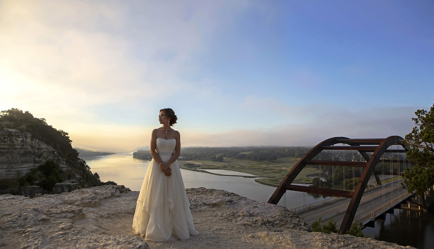 Bride over Lake Austin