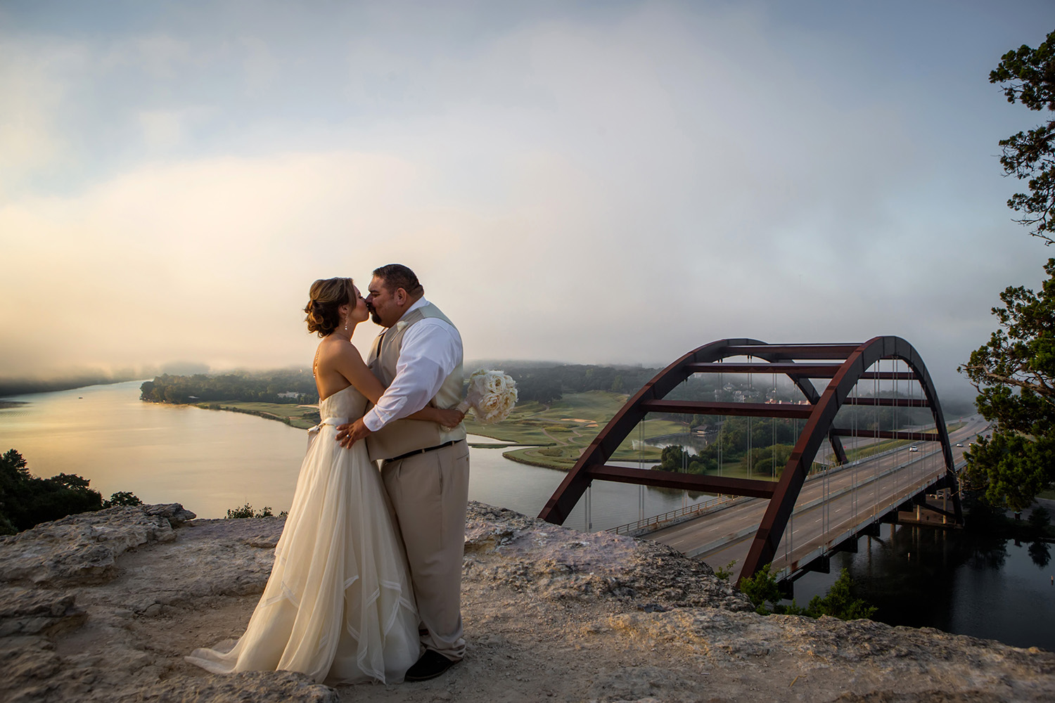 Bride and Groom Pennybacker Bridge